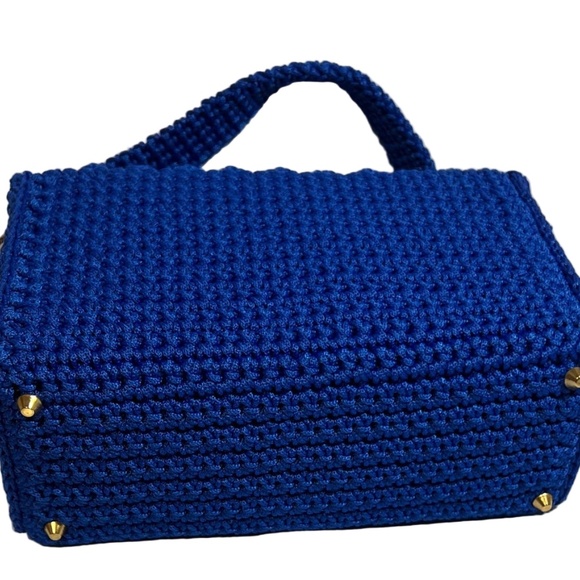 Handmade Blue African Print Satchel Shoulder Handbag - Picture 4 of 6